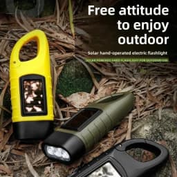Solar Hand Crank Flashlight - 3-in-1 Emergency LED Light with Camping Power Bank Outdoor Survival Gear