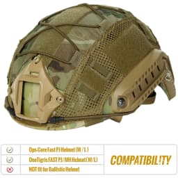 BOOIU Tactical Helmet Cover for MH PJ BJ OPS-Core Fast Helmet Hunting CS Camo Airsoft Paintball Helmet Cover with Elastic Cord