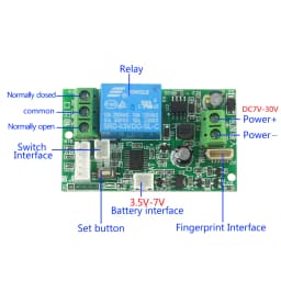 Fingerprint access control relay module DC7v-30v door lock controller Switch fingerprint induction electric lock control board