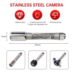 SYANSPAN 23mm Pipe Inspection Camera Accessories, Drain Pipeline Industrial Endoscope Camera 12 LED Single Lens Without Pulley