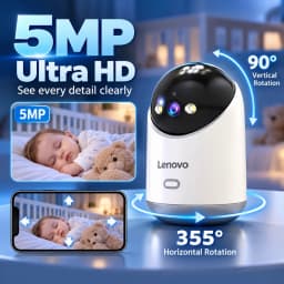 Lenovo 5MP IP Camera 5G/2.4G WiFi Home Indoor HD Wireless Surveillance Camera Auto Tracking 2‑Way Talk Security Baby Monitor
