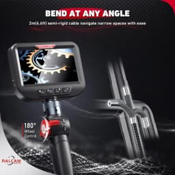Ralcam Articulating Borescope - Endoscope 6.2mm Inspection Camera Cameras with 6 LED, IP67 Waterproof Semi Rigid Cable