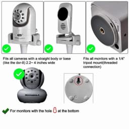 Universal Baby Monitor Holder Longer White Flexible Silicon Baby Camera Stand, Ideal IP Camera Mount Hole-Free Crib Cradle Rod