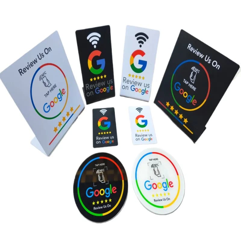 13.56Mhz Programmable Google Review Card NFC Station Table NFC Google Reviews Display Bending Card Standing Brand Bracket