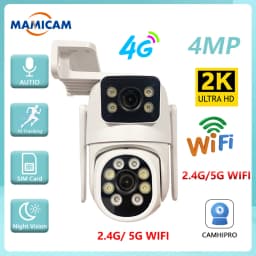 4MP WIFI IP Camera 3G 4G SIM Card PTZ 4MP Video Surveillance Cameras Outdoor Dual Lens ZOOM Alarm Color Night Camhipro App