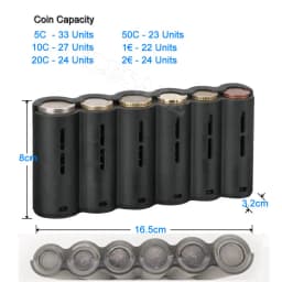 Black 8 Slots Euro Coin Dispenser Coin Holder Sorter Collector With Spring Waiter Cashier Driver Small Change Storage Safe Box