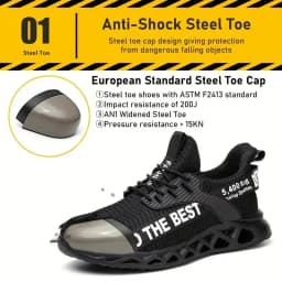 Steel Toe Safety Shoes for Men Women Light Protective Work Sneaker Anti-puncture Work Shoes Unisex Coustruction Safety WorkBoots
