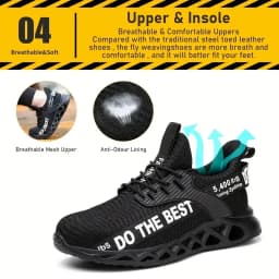 Steel Toe Safety Shoes for Men Women Light Protective Work Sneaker Anti-puncture Work Shoes Unisex Coustruction Safety WorkBoots