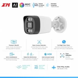 4K Poe Video Surveillance IP Camera Onvif Audio 48V POE/DC 12V 3MP/4MP/5MP/8MP AI Color Night Bullet WaterProof Security Camera