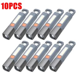 1-10PCS Super Bright LED Flashlight XPE Torch Light With Hook Camping Light USB Rechargeable Zoomable Waterproof Flashlight