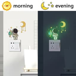 Luminous Self-Adhesive Home Switch Wall Stickers Blue Pink Green Astronaut Star Moon Glow In The Dark DIY Decal For Kids Bedroom
