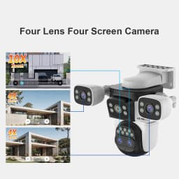 LS VISION 20MP 3*Screens Home Surveillance Wifi Camera 10X Zoom Outdoor Surveillance Camera Ip PTZ Auto Tracking Security Cctv