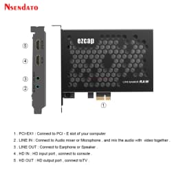 Ezcap 324B PCIe HDMI Video Game Board Capture Card Switch Loop 4K 30fps HDMI Video Capture TV Tuner Recording for Laptop PC