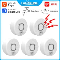 Tuya WiFi Water Leak Detector 100dB Smart Sound Alarm APP Real-time Monitoring Home Kitchen/Basement/Laundry Room Protection