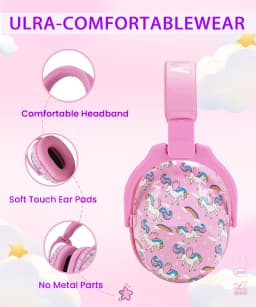 ZOHAN Kids Ear Protection Earmuffs Safety Hearing Ear Muffs Unicorn Noise Reduction Headphones Children Protective Ear Cover