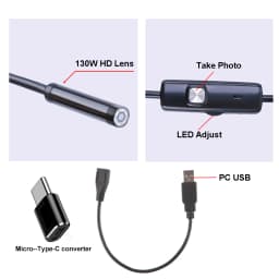 5.5MM Android Endoscope Camera 3 IN1 Micro USB Type C Borescope Mini Camera Waterproof LED Car Inspection For HUAWEI XIAOMI PC
