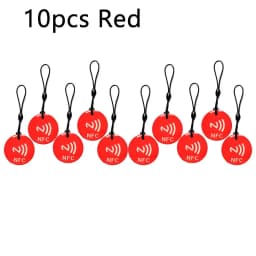 10pcs Ntag213 NFC Tag Lable Token With Rope RFID 13.56MHz 144 Bytes ISO14443A Epoxy Card 35mm Diameter For All NFC Enabled Phone
