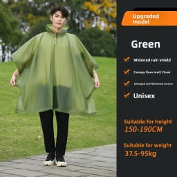Cape Raincoat Long Transparent Thick Men's and Women's Single Use Adult Large Portable Mountaineering Travel Raincoat Waterproof