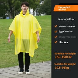 Cape Raincoat Long Transparent Thick Men's and Women's Single Use Adult Large Portable Mountaineering Travel Raincoat Waterproof