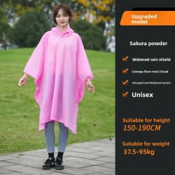 Cape Raincoat Long Transparent Thick Men's and Women's Single Use Adult Large Portable Mountaineering Travel Raincoat Waterproof