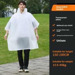 Cape Raincoat Long Transparent Thick Men's and Women's Single Use Adult Large Portable Mountaineering Travel Raincoat Waterproof