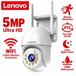 Lenovo 5MP Outdoor IP Camera IP66 Waterproof WiFi Two-Way Audio Security Surveillance Camera Motion Alarm HD Color Night Vision