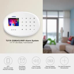 KERUI Home Security Protection WIFI GSM Alarm System Kit Works with Tuya Support Alexa with Door Opening Sensor Motion Detector