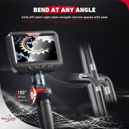 RALCAM Articulating 360/720° Endoscope 6.2mm Inspection Camera Cameras with 6 LED, IP67 Waterproof 1M/2M/3M