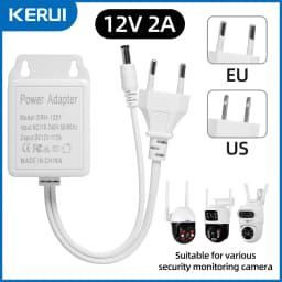 White Color CCTV Camera Power Adapter Waterproof Outdoor AC/DC 12V 2A Power Supply EU US Plug Adapter CCTV Camera Charger