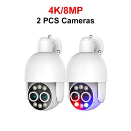 4K PTZ 8X Hybrid Zoom 2.8mm 12mm Dual Lens POE IP Camera 8MP Outdoor Human Detect Auto Track Security Camera Color Night