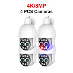 4K PTZ 8X Hybrid Zoom 2.8mm 12mm Dual Lens POE IP Camera 8MP Outdoor Human Detect Auto Track Security Camera Color Night