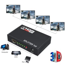 1x4 HDMI Splitter 1 in 4 out HDMI Video Splitter Full HD 1080P Duplicate Screen Monitor HDMI Switch for PC PS3/4 HDTV Projector