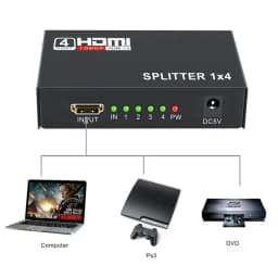 1x4 HDMI Splitter 1 in 4 out HDMI Video Splitter Full HD 1080P Duplicate Screen Monitor HDMI Switch for PC PS3/4 HDTV Projector