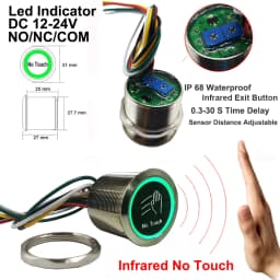 DC12V 24V Led Time Delay Sensitive Distance Adjustable Door Lock Release Switch Sensor Infrared No Touch Exit Button