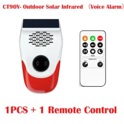 Outdoor Solar Strobe Light with Remote Wireless 120db Alarm System Outside Weatherproof for Home Infrared Motion Sensor