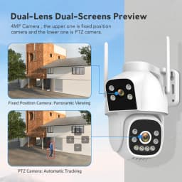 4MP 4G Wifi Surveillance Camera AI Auto Tracking Color Night Vision Two Way Audio Outdoor Dual Lens Dual Screen PTZ Security Cam