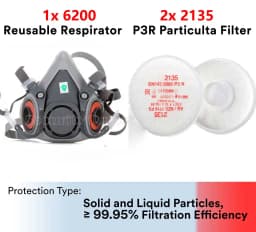 6200 2135/2138 P3 R Particulate Filter with nuisance level Half Facepiece Mask Reusable Respirator Organic Vapor for 3m 6200