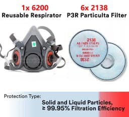 6200 2135/2138 P3 R Particulate Filter with nuisance level Half Facepiece Mask Reusable Respirator Organic Vapor for 3m 6200