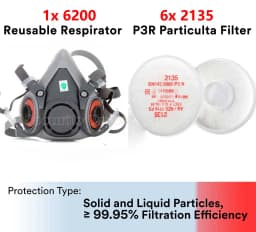 6200 2135/2138 P3 R Particulate Filter with nuisance level Half Facepiece Mask Reusable Respirator Organic Vapor for 3m 6200