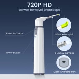 Wifi Otoscope Ear Camera 3.9mm 1080P HD Ear Scope with 6 LED Lights for Kids and Adults Support Android and iPhone