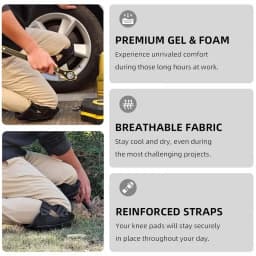 Professional Knee Pads for Work with Secure Double Straps & Regulable Clips Would Industrial Heavy Duty Tactical Gardening