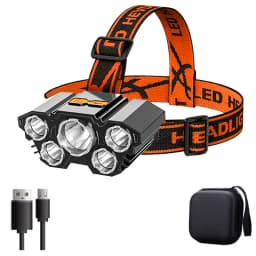 5 LED Headlamp Rechargeable with Built in 18650 Battery Strong Light Headlight Camping Adventure Fishing Head Light Flashlight