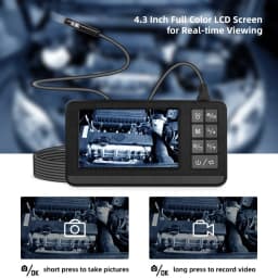 KERUI Dual Lens Industrial Endoscope Inspection Camera 4.3" LCD With Light HD 1080P IP67 Waterproof Borescope LED Sewer Car