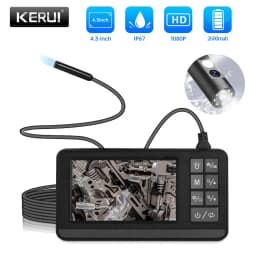 KERUI Dual Lens Industrial Endoscope Inspection Camera 4.3" LCD With Light HD 1080P IP67 Waterproof Borescope LED Sewer Car
