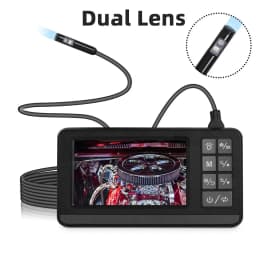 KERUI Dual Lens Industrial Endoscope Inspection Camera 4.3" LCD With Light HD 1080P IP67 Waterproof Borescope LED Sewer Car