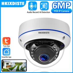 Samrt Life Ultra HD 6MP POE Camera Human Detect Dome Outdoor Audio IP Camera IR NightVision for TUYA POE NVR Surveillance System