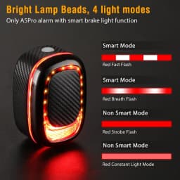 Bicycle Alarm Taillight Anti Theft Bike Light Smart Auto Brake Sensing Remote Control USB Charging Waterproof Lamp