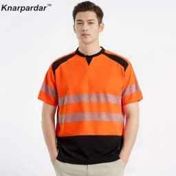 New Arrival Short Sleeve Safety T Shirt Orange High Visibility Reflective Shirt with Pockets Hi Vis Work Shirt