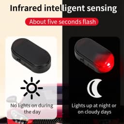 2PCS Solar Powered Car Fake Security Light Blue/Red Simulated Wireless Warning Lights Anti-Theft Alarm Flashing Signal Lamp