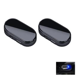 2PCS Solar Powered Car Fake Security Light Blue/Red Simulated Wireless Warning Lights Anti-Theft Alarm Flashing Signal Lamp